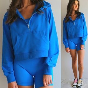 . Shop Hope's Blue Quarter Long Sleeve Half Zip Sweater